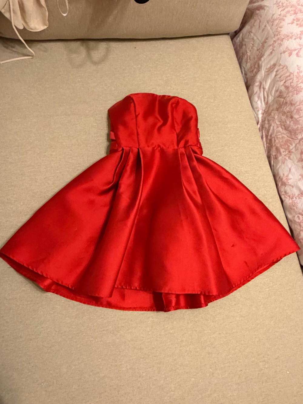 B Darlin Red Satin Strapless Dress